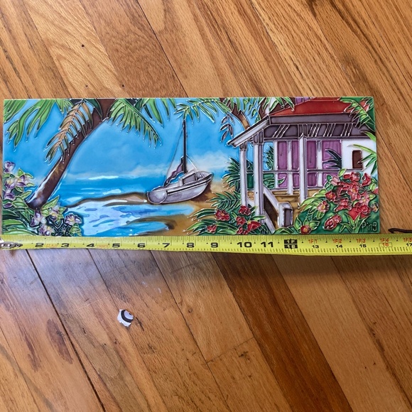 PING Artist Nautical Tropical Floral Ceramic Tile Art, Textured - Picture 9 of 9